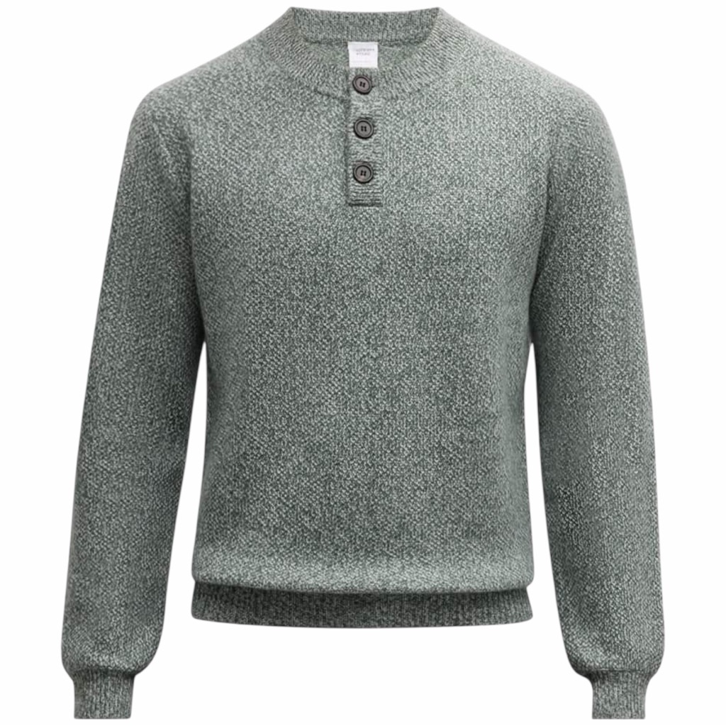 Nwt Neiman Marcus “Marled Cashmere Button Crewneck Sweater”